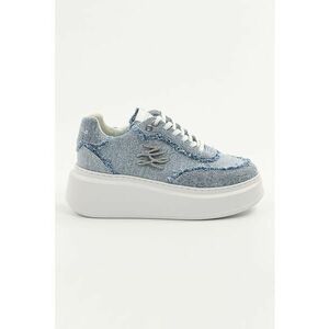 Pantofi sport wedge din material textil - Albastru deschis melange imagine