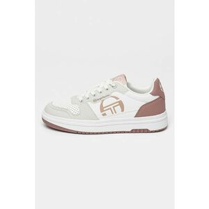 Pantofi sport de piele ecologica cu model colorbock - Alb/Gri deschis/Rosu stins imagine