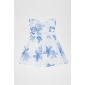 Rochie mini evazata - Alb/Albastru pastel imagine