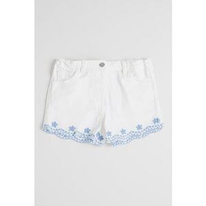 Blugi scurti cu broderie - Alb/Albastru pastel imagine