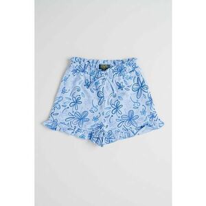 Pantaloni scurti cu model floral si snur - Albastru deschis imagine