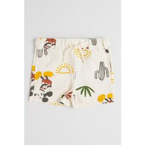 PPantaloni scurti de bumbac cu imprimeu Mickey Mouse - Negru/Bej deschis imagine