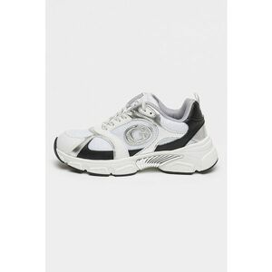 Pantofi sport cu insertii de plasa - Alb/Negru/Argintiu imagine