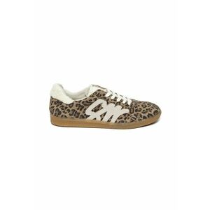 Pantofi sport low-cut de piele intoarsa cu logo Jelora - Alb fildes/Negru/Maro nisip imagine