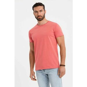 Tricou uni cu decolteu la baza gatului - Roz somon imagine
