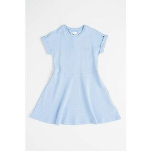 Rochie scurta din amestec de bumbac cu maneci scurte - Albastru deschis imagine