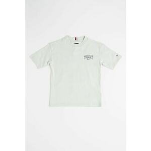 Tricou cu imprimeu logo si decolteu la baza gatului Varsity - Albastru ultramarin/Verde deschis imagine