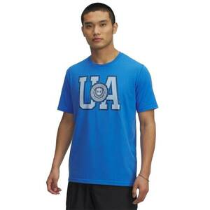 Tricou din amestec de bumbac cu imprimeu logo College - Albastru royal/Alb murdar imagine
