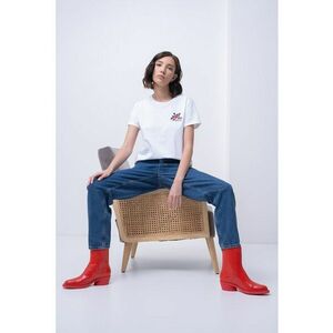 Tricou de bumbac cu decolteu la baza gatului imagine