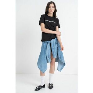 Tricou de bumbac organic cu imprimeu logo - Negru imagine