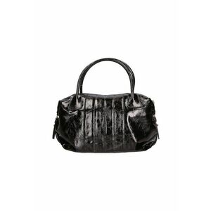 Geanta de piele cu maner si bareta detasabila - Negru imagine