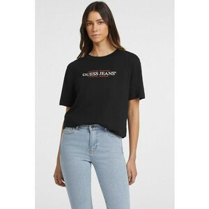 Tricou lejer cu imprimeu logo si decolteu la baza gatului - Negru imagine