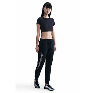 Pantaloni de trening cu imprimeu text si talie medie - Alb/Bleumarin imagine