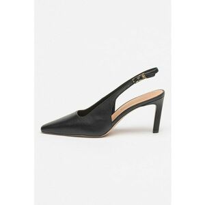 Pantofi slingback de piele cu varf ascutit - Negru imagine