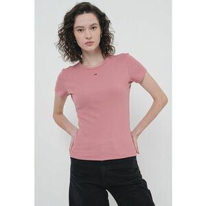 Tricou slim fit striat - Roz prafuit imagine