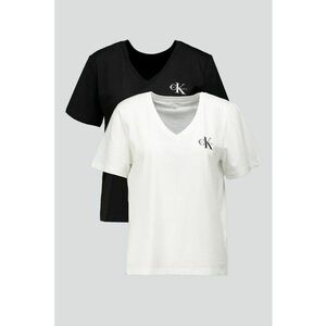 Set de tricouri cu decolteu in V si logo - 2 piese - Negru/Alb optic imagine