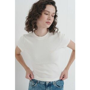 Tricou slim fit cu broderie logo - Alb imagine