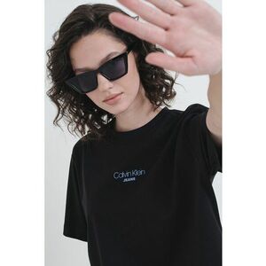 Tricou lejer cu decolteu la baza gatului - Negru/Albastru azur imagine