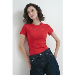 Tricou slim fit din bumbac - Visiniu/Negru imagine