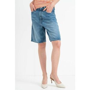 Bermude din denim cu talie inalta - Albastru deschis imagine