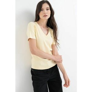 Tricou slim fit cu decolteu in V Cody - Galben pai imagine