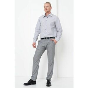 Camasa cu model si guler clasic - Alb/Negru/Gri inchis imagine