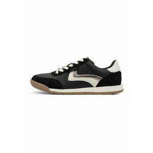 Pantofi sport low cut cu garnituri din piele intoarsa - Negru/Negru stins/Alb murdar imagine