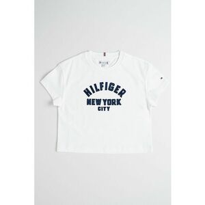 Tricou crop cu text brodat - Albastru ultramarin/Alb optic imagine