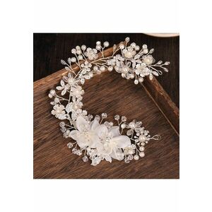 Accesoriu par - argintiu - modelator - cu flori si perle - Atalie C6 - imagine