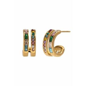 Cercei aurii - din otel inoxidabil - cu pietre colorate din zirconiu - suflati cu aur 18k - Gabriela C1 imagine