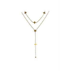 Colier auriu - din otel inoxidabil - suflat cu aur 18k - cu floricele - Herdi C3 imagine
