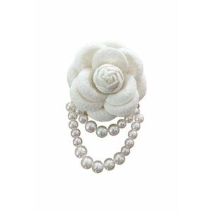 Brosa tip floare - alb unt - cu perle - Barbie C12 imagine