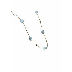 Colier auriu - cu perle patrate - suflat cu aur 14k - Davie C5 - imagine