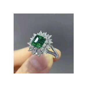 Inel argintiu - cu piatra verde din zirconiu - Jayne C28 - 8 (circumferinta: 57 mm) imagine