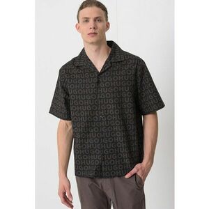 Camasa cu model logo - Negru/Maro inchis imagine