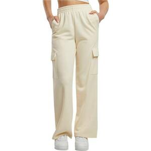 Pantaloni de trening cu croiala ampla si buzunare cargo - Alb fildes imagine