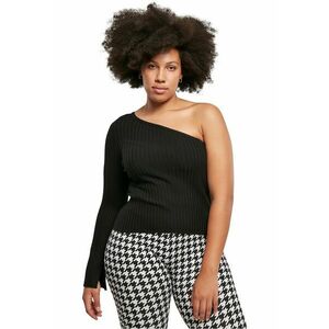 Bluza striata cu decolteu pe un umar - Negru imagine