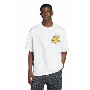 Tricou de bumbac cu model grafic - Galben/Alb optic imagine