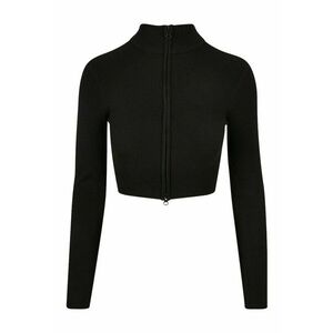 Cardigan crop cu fermoar - Negru imagine