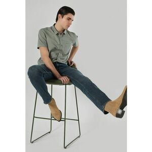 Blugi regular fit cu talie medie 045 David - Bleumarin imagine