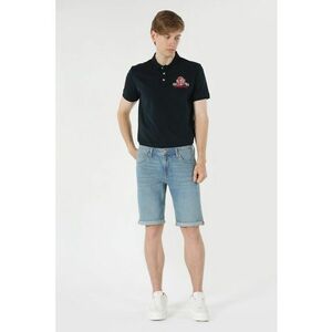 Salopeta scurta de denim cu aspect decolorat - Albastru deschis imagine