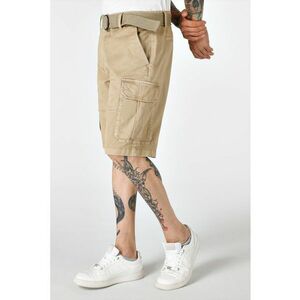 Pantaloni scurti cargo din amestec de bumbac - Maro camel imagine