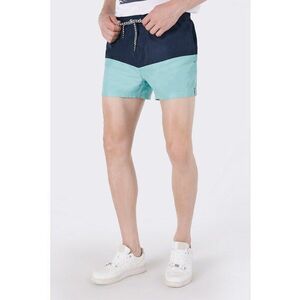 Pantaloni scurti de baie cu model colorblock - Albastru glaciar/Bleumarin imagine