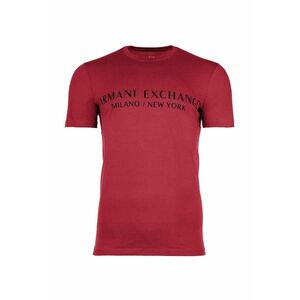 Tricou de bumbac cu decolteu la baza gatului si imprimeu logo - Rosu imagine