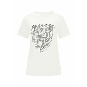Tricou de bumbac cu strasuri - Alb imagine