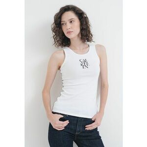 Top slim fit cu logo - Negru/Alb optic imagine