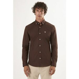 Camasa din amestec de bumbac cu guler Oxford - Maro inchis imagine