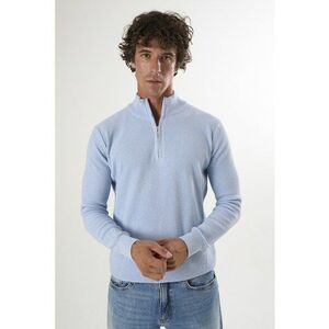 Pulover slim-fit cu fenta cu fermoar - Albastru deschis imagine