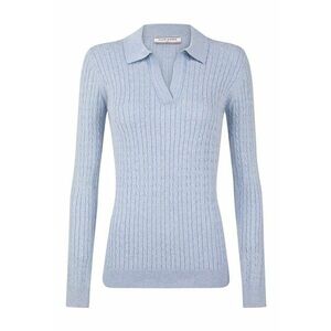 Pulover slim-fit cu model torsade - Albastru deschis imagine