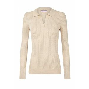 Pulover slim-fit cu model torsade - Bej inchis imagine